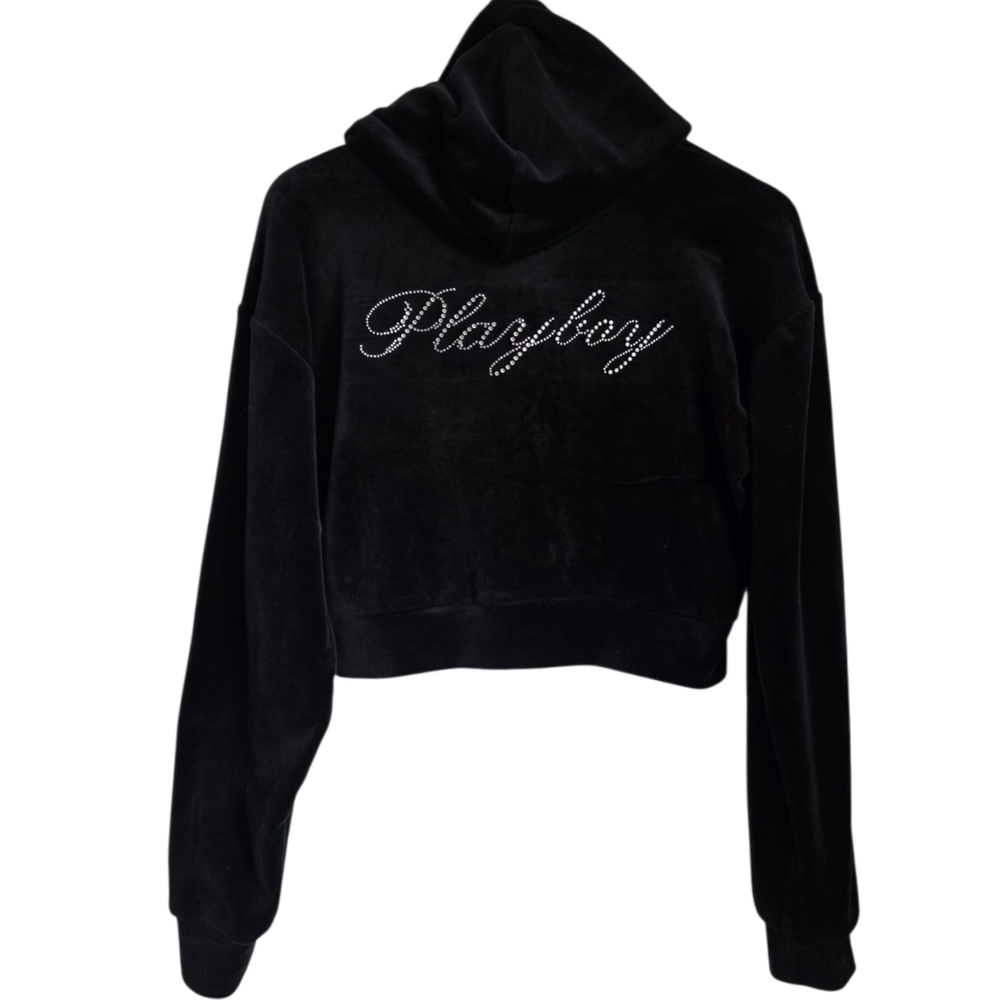Playboy Rhinestone Velour Zip Hoodie – Y2K – Size S